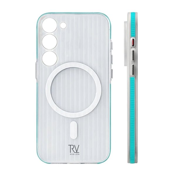 Rvelon Samsung Galaxy S23 Cover Bølgepap MagSafe Blå