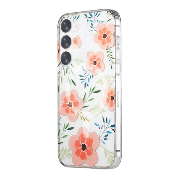 Samsung Galaxy S23 Cover Blomstermønster MagSafe Rosa
