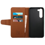 Rvelon Samsung Galaxy S23 Plus Cover Udklappeligt Kortrum Brun