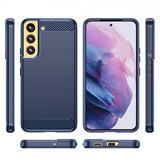 Samsung Galaxy S23 Plus Cover Børstet Kulfibertekstur Blå