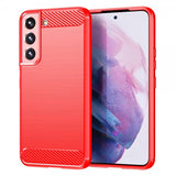 Samsung Galaxy S23 Plus Cover Børstet Kulfibertekstur Rød
