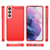 Samsung Galaxy S23 Plus Cover Børstet Kulfibertekstur Rød