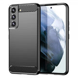 Samsung Galaxy S23 Plus Cover Børstet Kulfibertekstur Sort