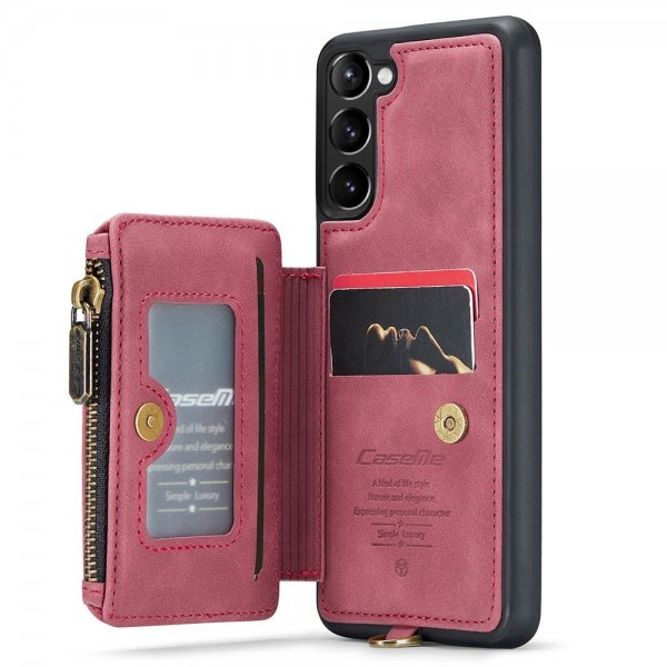CaseMe Samsung Galaxy S23 Plus Cover C20 Kortlomme Lynlås Rød