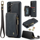 CaseMe Samsung Galaxy S23 Plus Cover C20 Kortlomme Lynlås Sort