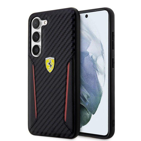 Ferrari Samsung Galaxy S23 Plus Cover Carbon & Stripe Sort