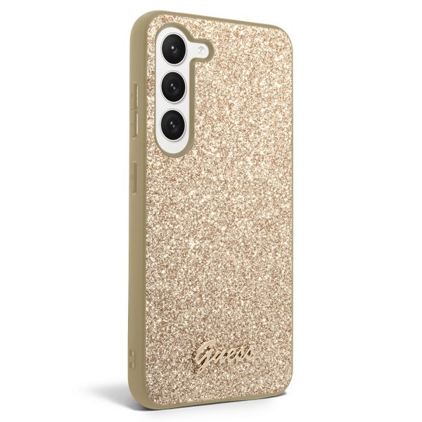 Guess Samsung Galaxy S23 Plus Cover Fixed Glitter Case Guld