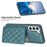 Samsung Galaxy S23 Plus Cover Kortholder Rombemønster Grøn