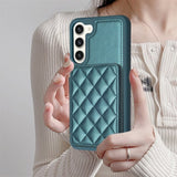Samsung Galaxy S23 Plus Cover Kortholder Rombemønster Grøn