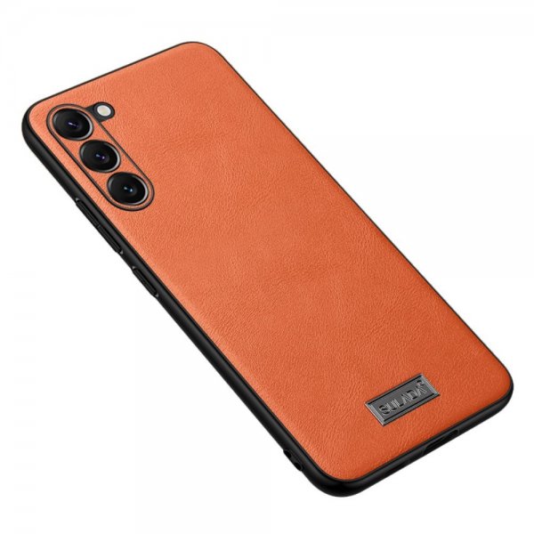 Sulada Samsung Galaxy S23 Plus Cover Lædertekstur Orange