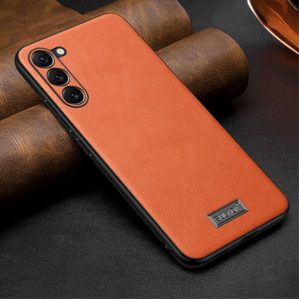 Sulada Samsung Galaxy S23 Plus Cover Lædertekstur Orange