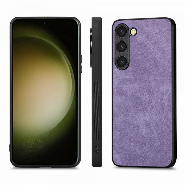 Enkay Samsung Galaxy S23 Plus Cover med Skærmbeskyttelse Lædertekstur Lilla