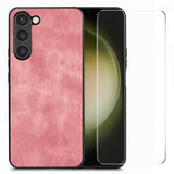 Enkay Samsung Galaxy S23 Plus Cover med Skærmbeskyttelse Lædertekstur Rosa