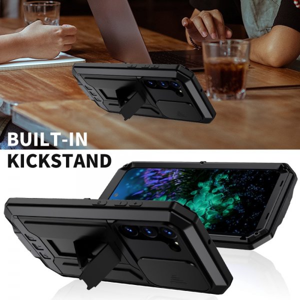 R-JUST Samsung Galaxy S23 Plus Cover Metal Stødsikkert Kamerabeskyttelse Sort