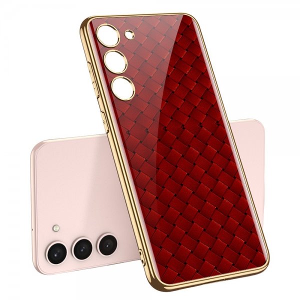 GKK Samsung Galaxy S23 Plus Cover Motiv Rødt Vævemønster