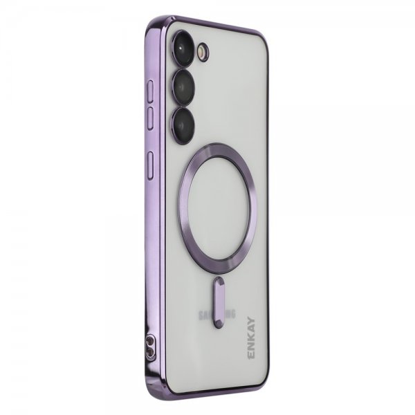 Enkay Samsung Galaxy S23 Plus Cover Forgyldt Kant MagSafe Lilla