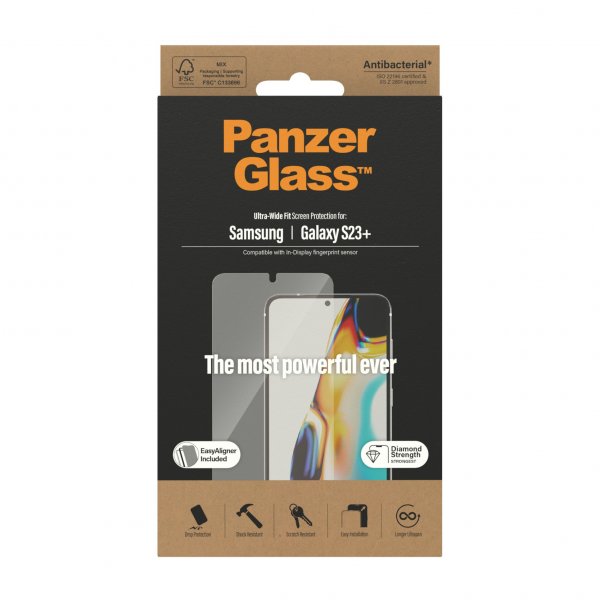 PanzerGlass Samsung Galaxy S23 Plus Skærmbeskyttelse Ultra-Wide Fit EasyAligner
