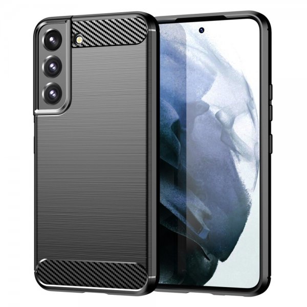 Samsung Galaxy S23 Cover Børstet Kulfibertekstur Sort