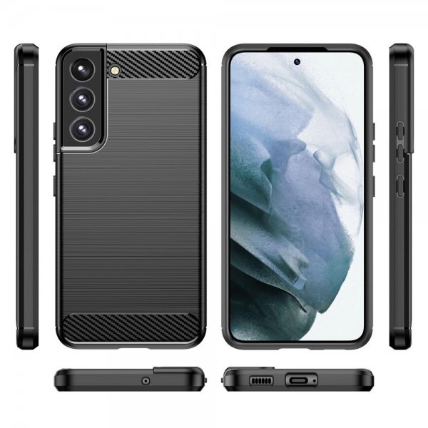 Samsung Galaxy S23 Cover Børstet Kulfibertekstur Sort
