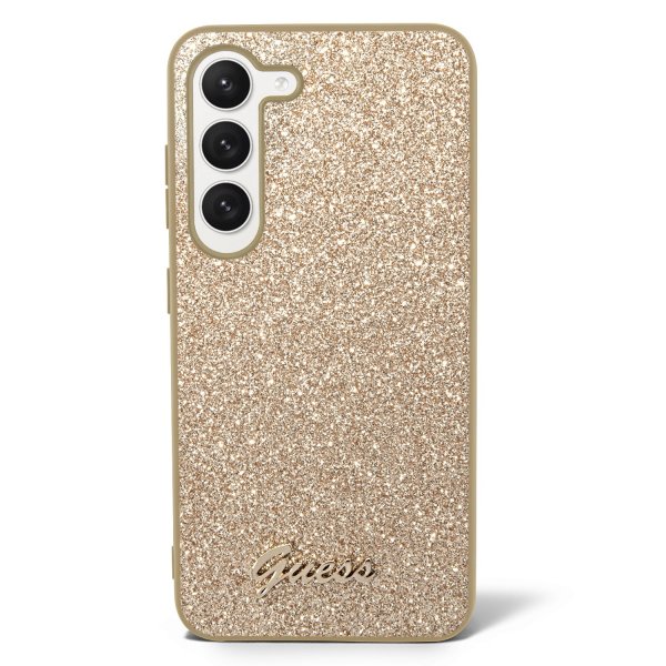 Guess Samsung Galaxy S23 Skal Fixed Glitter Case Guld