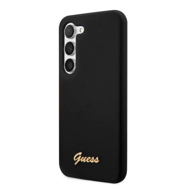 Guess Samsung Galaxy S23 Cover Liquid Silikone Metal Logo Sort