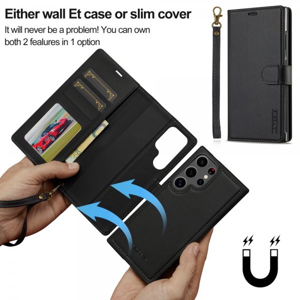 Lc.Imeeke Samsung Galaxy S23 Ultra Cover med Aftageligt Cover L2 Series MagSafe Sort