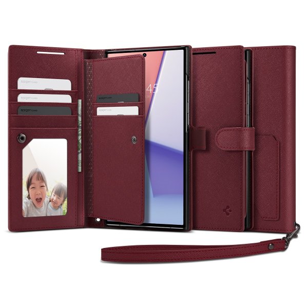 Spigen Samsung Galaxy S23 Ultra Cover Wallet S Plus Burgundy