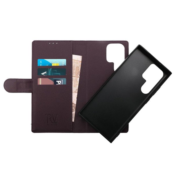 Rvelon Samsung Galaxy S23 Ultra Cover Magnetisk Aftageligt Etui Lilla