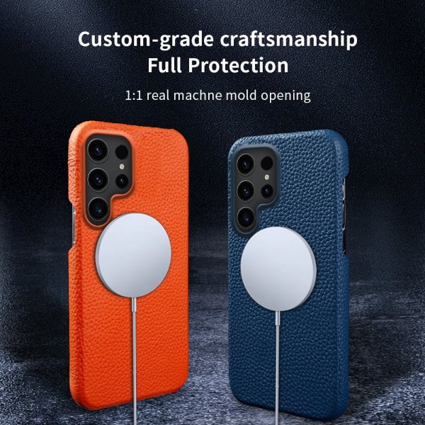 Samsung Galaxy S23 Ultra Cover Ægte Læder MagSafe Lysegrøn