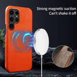 Samsung Galaxy S23 Ultra Cover Ægte Læder MagSafe Mørkeblå