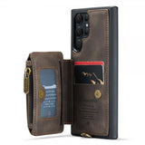CaseMe Samsung Galaxy S23 Ultra Cover C20 Kortlomme Lynlås Kaffe