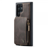 CaseMe Samsung Galaxy S23 Ultra Cover C20 Kortlomme Lynlås Kaffe