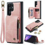 CaseMe Samsung Galaxy S23 Ultra Cover C20 Kortlomme Lynlås Rosa