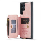 CaseMe Samsung Galaxy S23 Ultra Cover C20 Kortlomme Lynlås Rosa