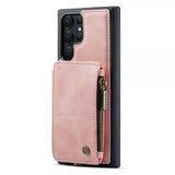 CaseMe Samsung Galaxy S23 Ultra Cover C20 Kortlomme Lynlås Rosa