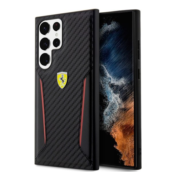 Ferrari Samsung Galaxy S23 Ultra Cover Carbon & Stripe Sort