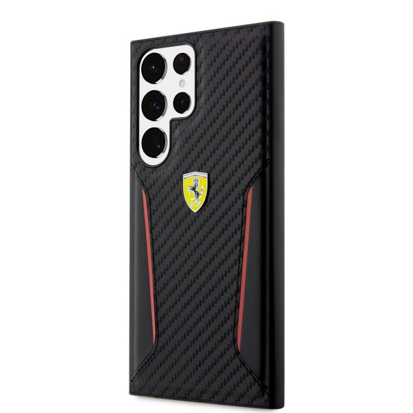 Ferrari Samsung Galaxy S23 Ultra Cover Carbon & Stripe Sort