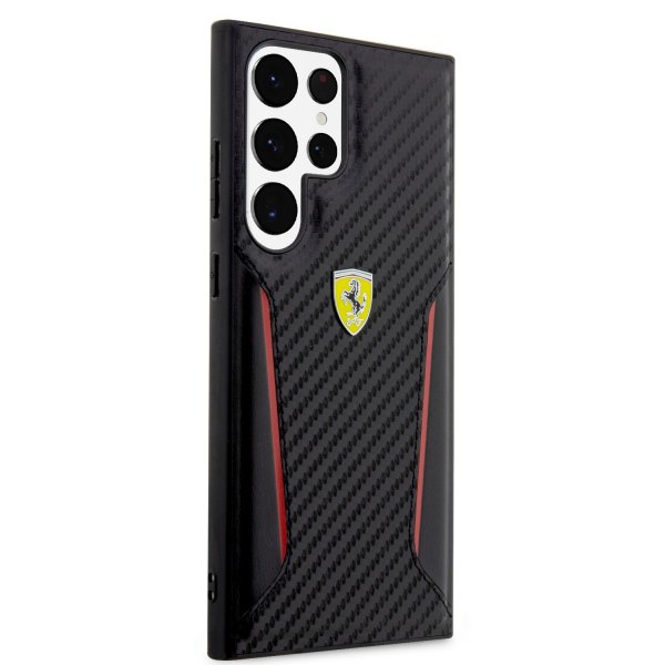 Ferrari Samsung Galaxy S23 Ultra Cover Carbon & Stripe Sort