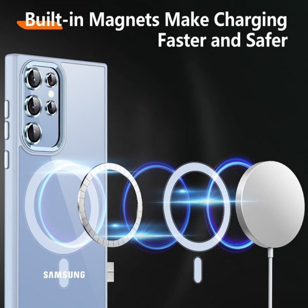 Samsung Galaxy S23 Ultra Cover Farvet Kant MagSafe Blå