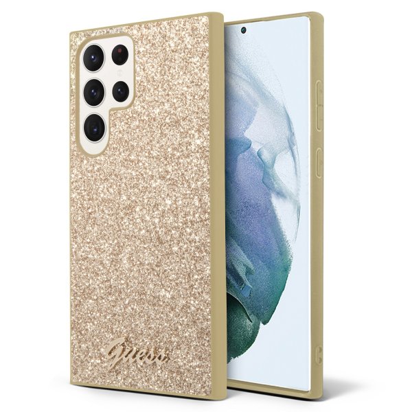 Guess Samsung Galaxy S23 Ultra Cover Fixed Glitter Case Guld