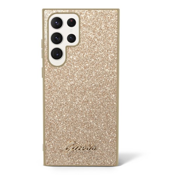 Guess Samsung Galaxy S23 Ultra Cover Fixed Glitter Case Guld