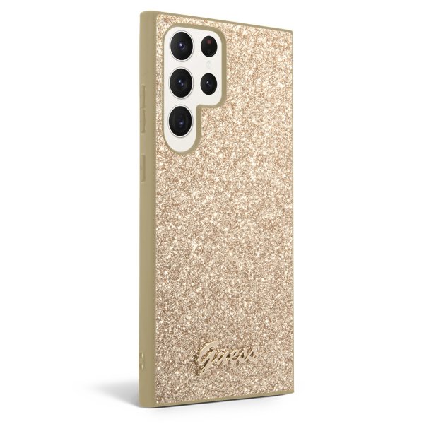Guess Samsung Galaxy S23 Ultra Cover Fixed Glitter Case Guld