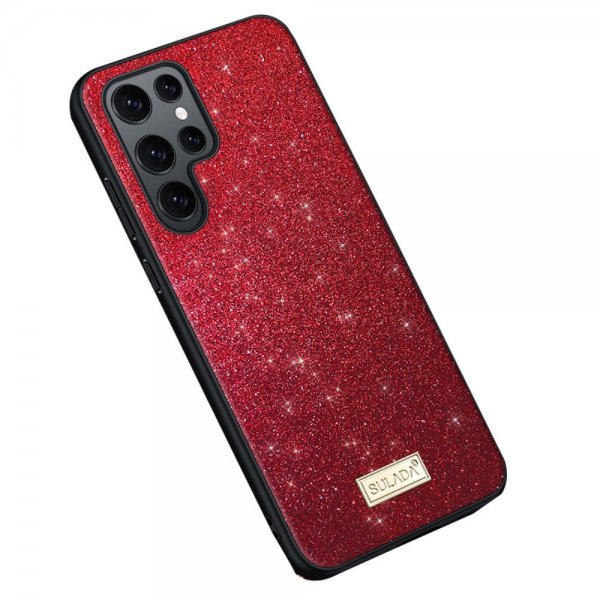 Sulada Samsung Galaxy S23 Ultra Cover Glitter Rød