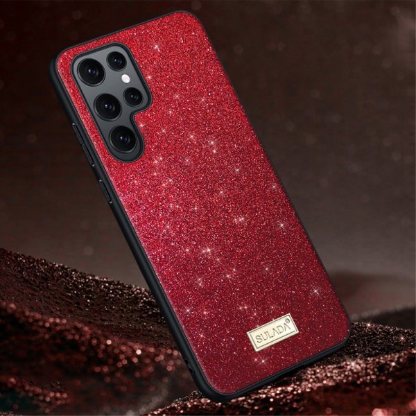Sulada Samsung Galaxy S23 Ultra Cover Glitter Rød