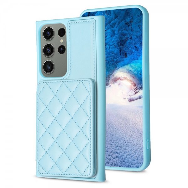 Samsung Galaxy S23 Ultra Cover Kortholder Rombe Mønster Blå