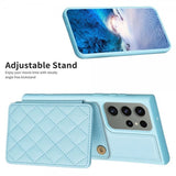 Samsung Galaxy S23 Ultra Cover Kortholder Rombe Mønster Blå