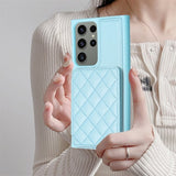 Samsung Galaxy S23 Ultra Cover Kortholder Rombe Mønster Blå