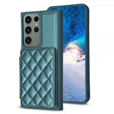 Samsung Galaxy S23 Ultra Cover Kortholder Rombemønster Grøn