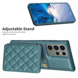 Samsung Galaxy S23 Ultra Cover Kortholder Rombemønster Grøn