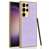 GKK Samsung Galaxy S23 Ultra Cover Krokodillemønster Lilla